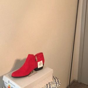Red ankle boots